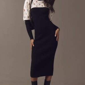 Black and White Knit Midi Dress